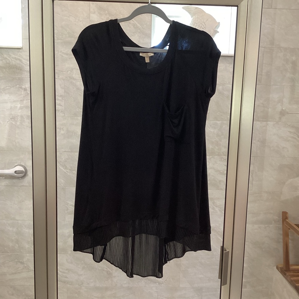 Bordeaux Black Asymmetrical Cap Sleeve Tunic